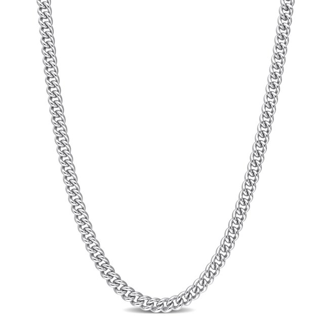 Miabella Collier à Maillons Gourmette en Argent Sterling Montré sur une Vue avant Centrée, Présentant une Chaîne à Maillons Gourmette en Argent Sterling Poli de 4,4 mm de Large avec un Fermoir Mousqueton, Fabriqué en Italie. Ce Collier statement Ajoute une Touche Sophistiquée et Convient à la Superposition avec d'Autres Bijoux Fins.