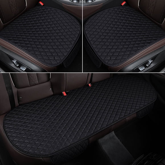 UsTZtai Car Seat Cushion Set 3-Piece Non-Slip Breathable, Universal Front Rear Seat Cover for SUV Sedan, Auto Seat Protector Pad with Storage Pouch