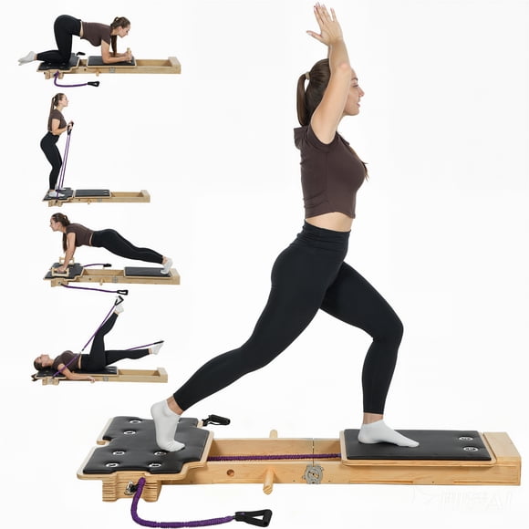 Soozier Machine de Reformer Pilates Portable, Planche de Pilates Multifonctionnelle