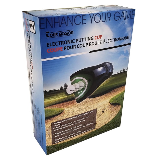 Tasse de Putt Électronique par Tour Mission, Tasse de Putt à Piles avec Retour Automatique de Balle, Tasse Compacte Orientée vers l'Avant pour la Maison, le Bureau Ou la Pratique de Putt en Voyage pour Améliorer la Précision et la concentration des Jeux Courts. Convient Aussi comme Aide d'Entraînement de Bureau pour des Échauffements Rapides.