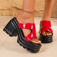 thumbnail image 3 of IUJSOY Chunky Heels for Women Platform Sandals Square Open Toe Wedges Slip on Summer Slippers, 3 of 9