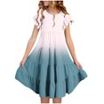 thumbnail image 2 of Tranfacy Robes d'Été pour Ados, Robes pour Filles Taille 10-12, Robe d'Été pour Filles 6-15 Mode Robe à Dégradé de Couleurs avec Poches Manches Courtes Col Rond Robe Trapèze, 2 of 5