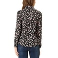 thumbnail image 3 of INSPIRE CHIC Chemise Boutonnée pour Femme à Petites Fleurs à Manches Longues Col en Pointe Haut de Bureau S Noir-Rose Floral, 3 of 8