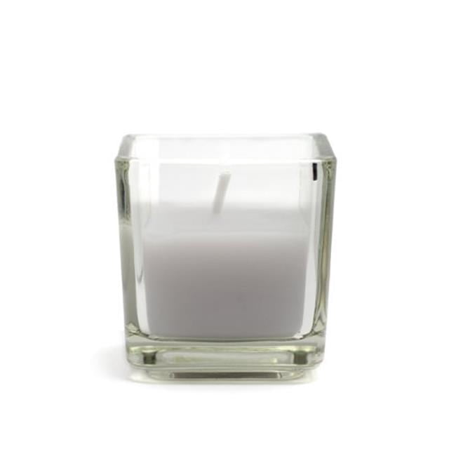 Bougies Votives Carrées en Verre Lavande, 12 Pcs