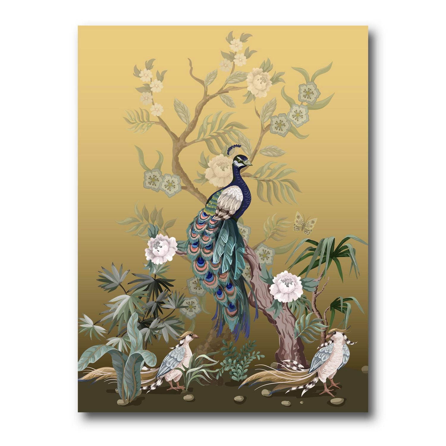 Designart Chinoiserie Aux Oiseaux Et Pivoines VI Art mural sur toile