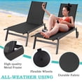 thumbnail image 4 of Yoleny Chaise Longue de Patio avec Roues, Ensemble de 2 Chaises Longues d'Extérieur avec Dossier Réglable, Chaises Longues de Piscine en Textilène Imperméable pour Patio, Bord de Piscine, Terrasse, Noir, 4 of 7