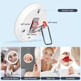 thumbnail image 3 of JUNWELL 6inch Compact Rechargeable LED Lighted Magnifying Makeup Mirror - 10X  20X  30X Magnification  Travel  Handheld  Hanging  Pocket Mirror with Bright Illumination - Perfect Gift for, 3 of 6