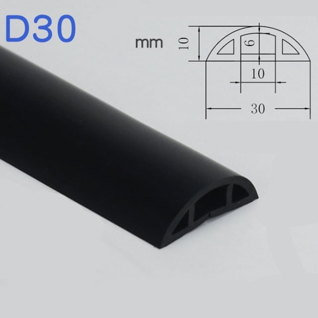 Heavy Duty Floor Cable Protection Cover Floor Cable Cover Rubber Trunking 1M D30-black