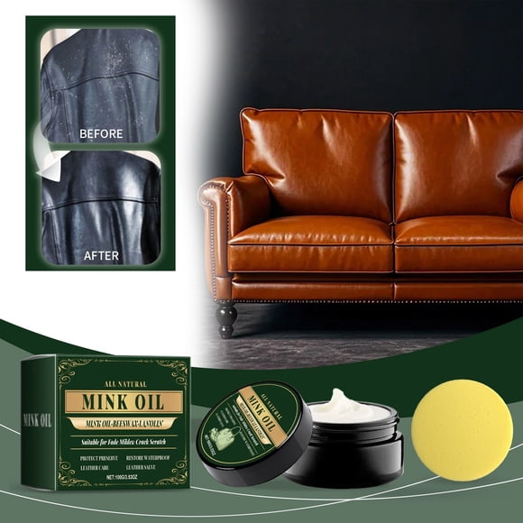 FHBVT Cuir Nourrissant Huile de Vison Entretien du Cuir Imperméable Sac à Chaussures Entretien du Sofa Polissage Douceur Brillance Protection Restaurer Texture Durable Sûr Non Toxique Portable Pratique Multi-Usage