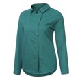 thumbnail image 4 of Penkiiy Chemises pour Femmes à Boutons, Col à Revers, Coton et Lin, Chemises à Encolure Portefeuille, Blouse Unie, Robe à Manches Longues, Hauts Décontractés, TG Vert, 4 of 9