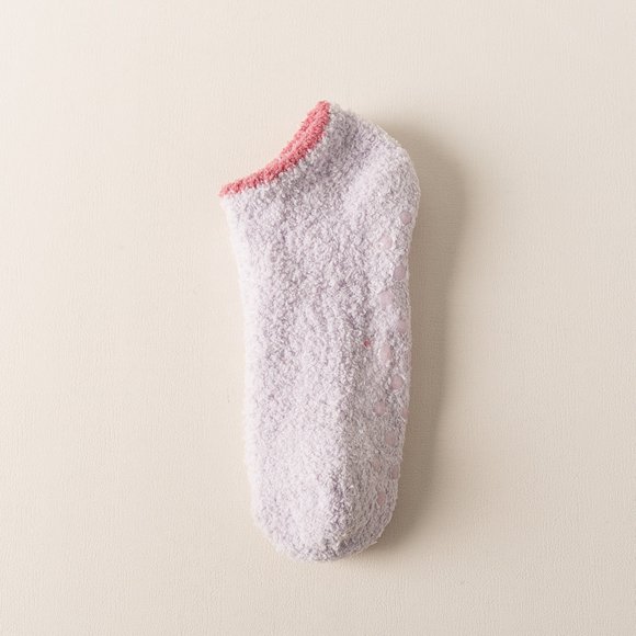 GDREDA Womens Fuzzy Socks Non Slip Hospital Ankle Sock with Grips Warm Sleep Cozy Soft Fluffy Socks Purple,One Size