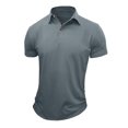 thumbnail image 2 of Chemises Habillées Légères pour Hommes à Manches Courtes, Unies, Tendance, Col à Revers, Ajustées, Pulls avec Poche (Gris, P), 2 of 4