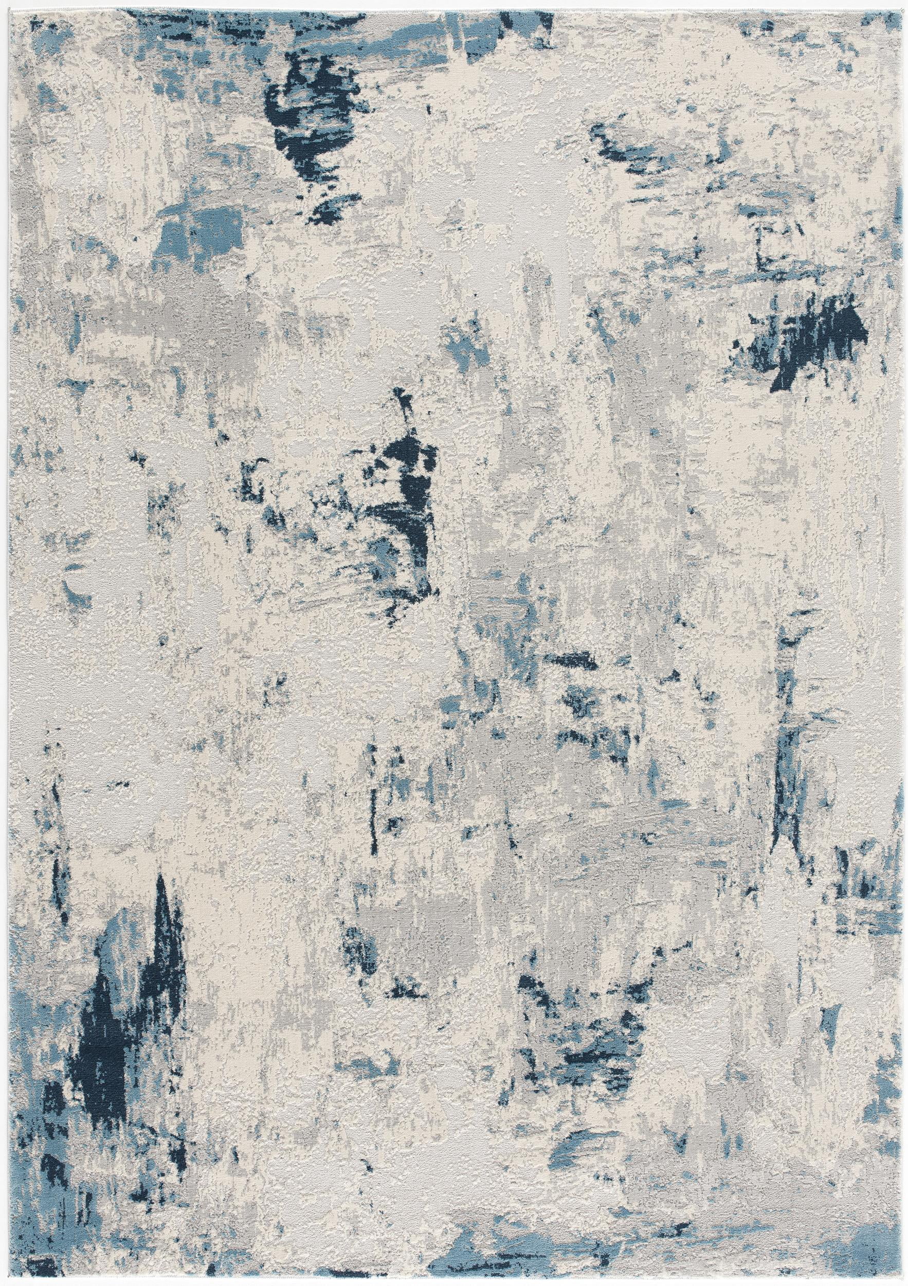 Tapis d'intérieur abstrait Rug Branch Vogue 2' x 5' (taille exacte : 2'3" x 5'), bleu crème, contemporain - Entrée, couloir, salle de bain et cuisine