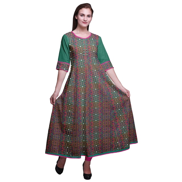 Bimba Anarkali Kurta Imprimée Longue Robe Maxi IndianKurtisFor Femmes Tenue de Fête