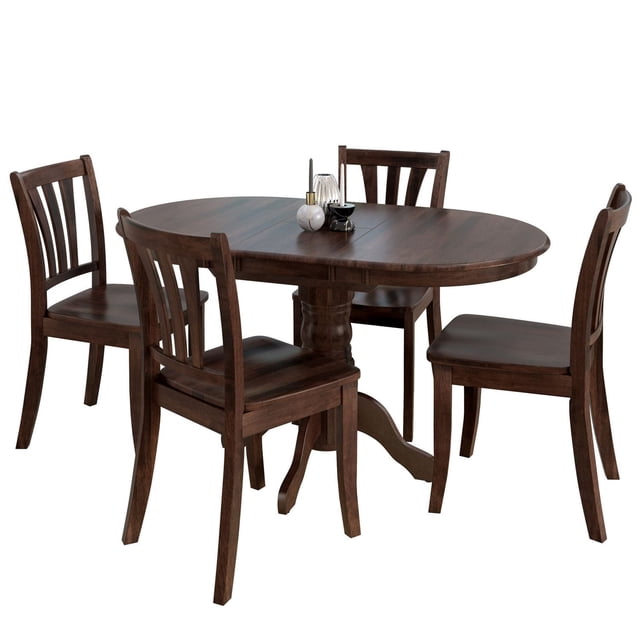 CorLiving Dillon Compact 5-Piece Wood and Veneer Dining Table Set for 4- Versatile Kitchen & Dining Room Table and Chairs, Perfect Small Table and Chair Set for 4 People