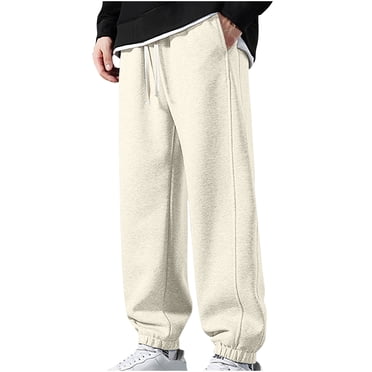 Pisexur Men's Jogging Pants Solid Color Straight Leg Sweatpants Elastic Waist Drawstring Athletic Pants for Men Casual Pants Elastic Bottom Plus Size Sweatpants with Pockets S-5XL