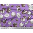 thumbnail image 2 of Soimoi polyester Crepe Fabric Mushroom, Pear Fruits Printed Fabric 1 Yard 42 Inch Wide, 2 of 3