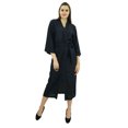 thumbnail image 4 of Bimba Peignoir Long Uni pour Femmes avec Ceinture, Modal Doux en Coton, Enveloppant, Rond, Uni, 4 of 7