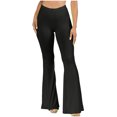 thumbnail image 2 of LSLJS Women's Boho Hippie High Waist Wide Leg Long Flared Bell Bottom Pants, 2 of 6