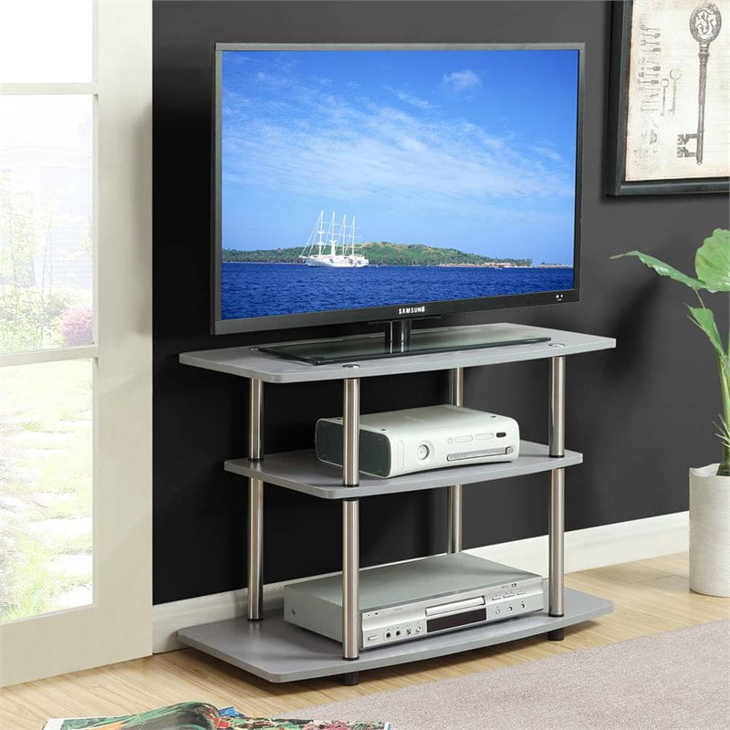 Pemberly Row 32" 3 Tier TV Stand in Gray