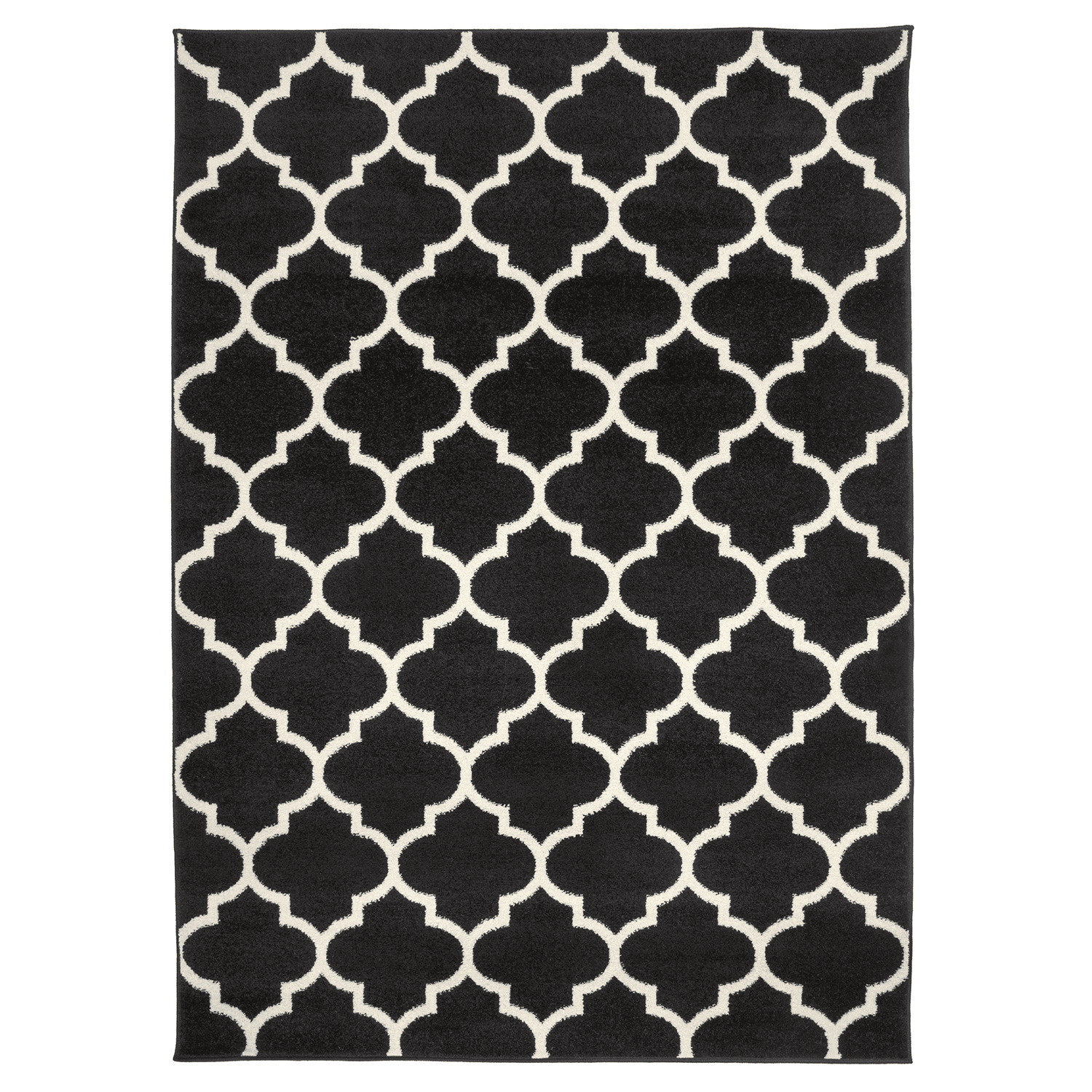 Moroccan Area Rug, Farmhouse Geometric Quatrefoil Cotton Woven Throw Rug Washable Welcome Mat Front Porch Entryway Doormat for Kitchen Laundry Room (6 x 8 ft, Black)