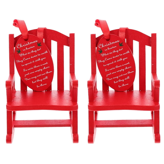 OULII 2Pcs Wood Rocking Chair Hanging Ornament Decorative Home Decor for Holiday Decorations