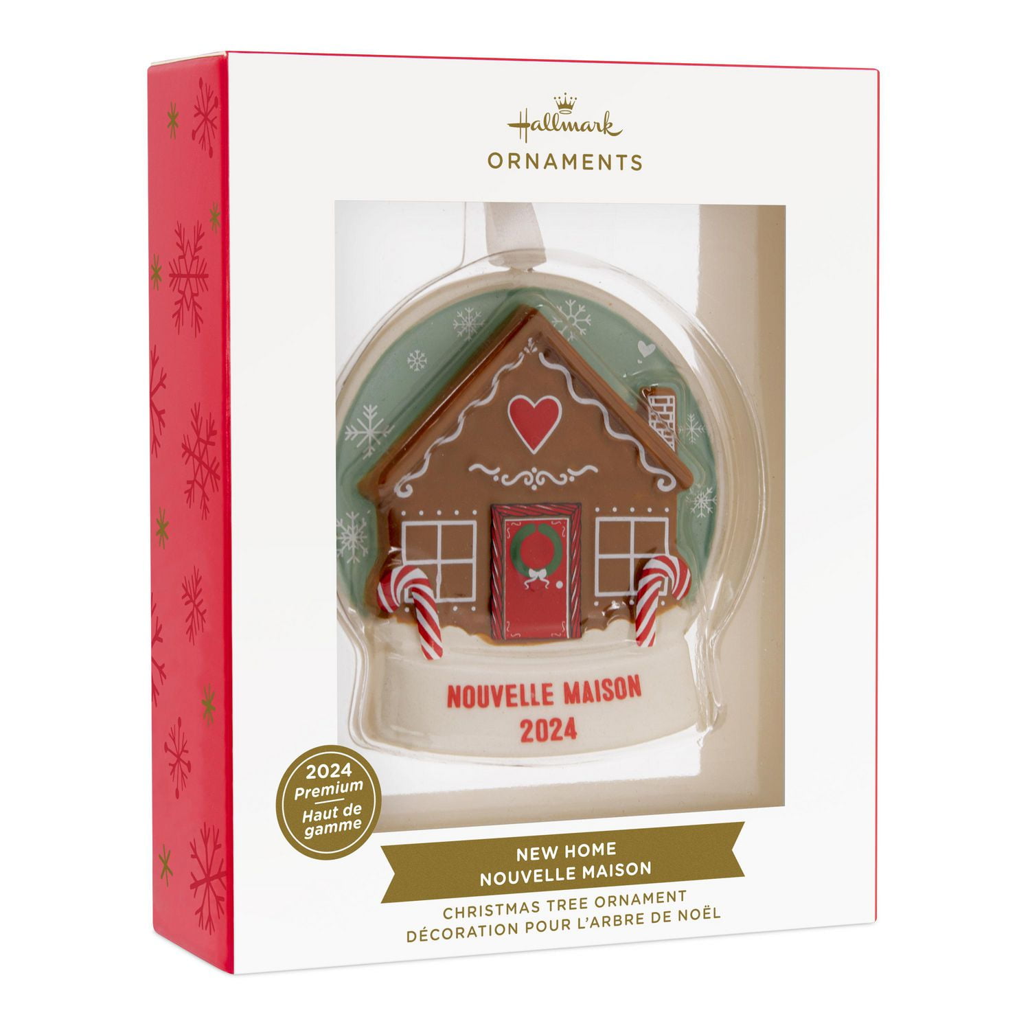 Décoration Hallmark de Noël (Boule à neige, maison de pain d'épices, 2024, décoration en céramique)