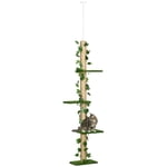 PawHut 4-Tier Floor to Ceiling Cat Tree, Height(80-95 Inches)Adjustable