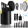 thumbnail image 1 of Djiypn Keyboard Cleaner Kit, Electronics Cleaning Kit with Retractable Big Brush, Portable 20-IN-1 Multi-Tools Kit for Phones, Tablet, Computer, PC, TV Camera Lens with 10ml Mist Spray (Black), 1 of 9