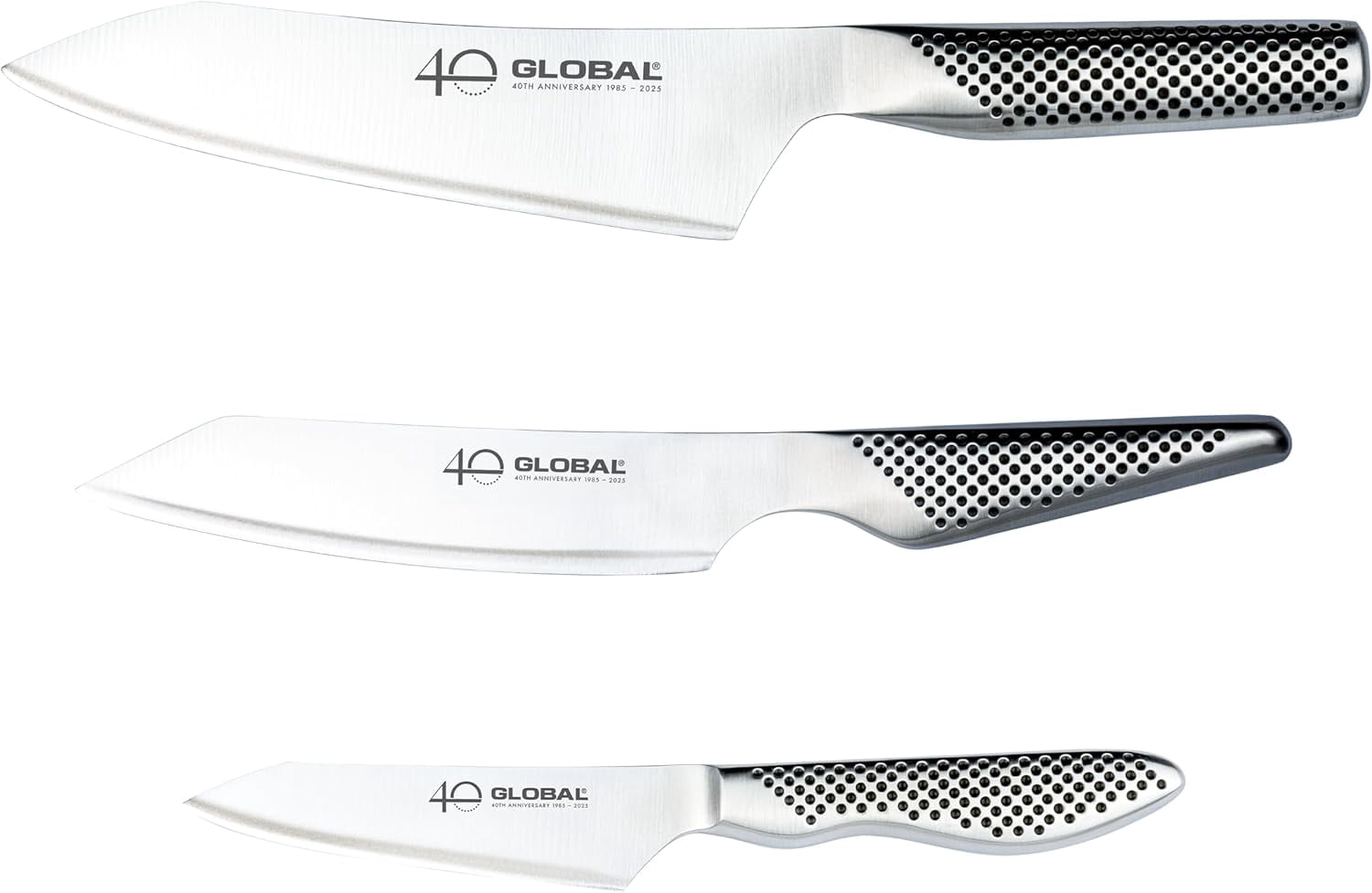 Global Knives 3 Piece Knife Set, 40th Anniversary Limited Edition, Premium Japanese Steel Blades