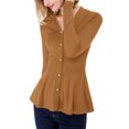 thumbnail image 2 of INSPIRE CHIC Women's V Neck Long Sleeve Ribbed Pullover Knitted Peplum Top, 2 of 7
