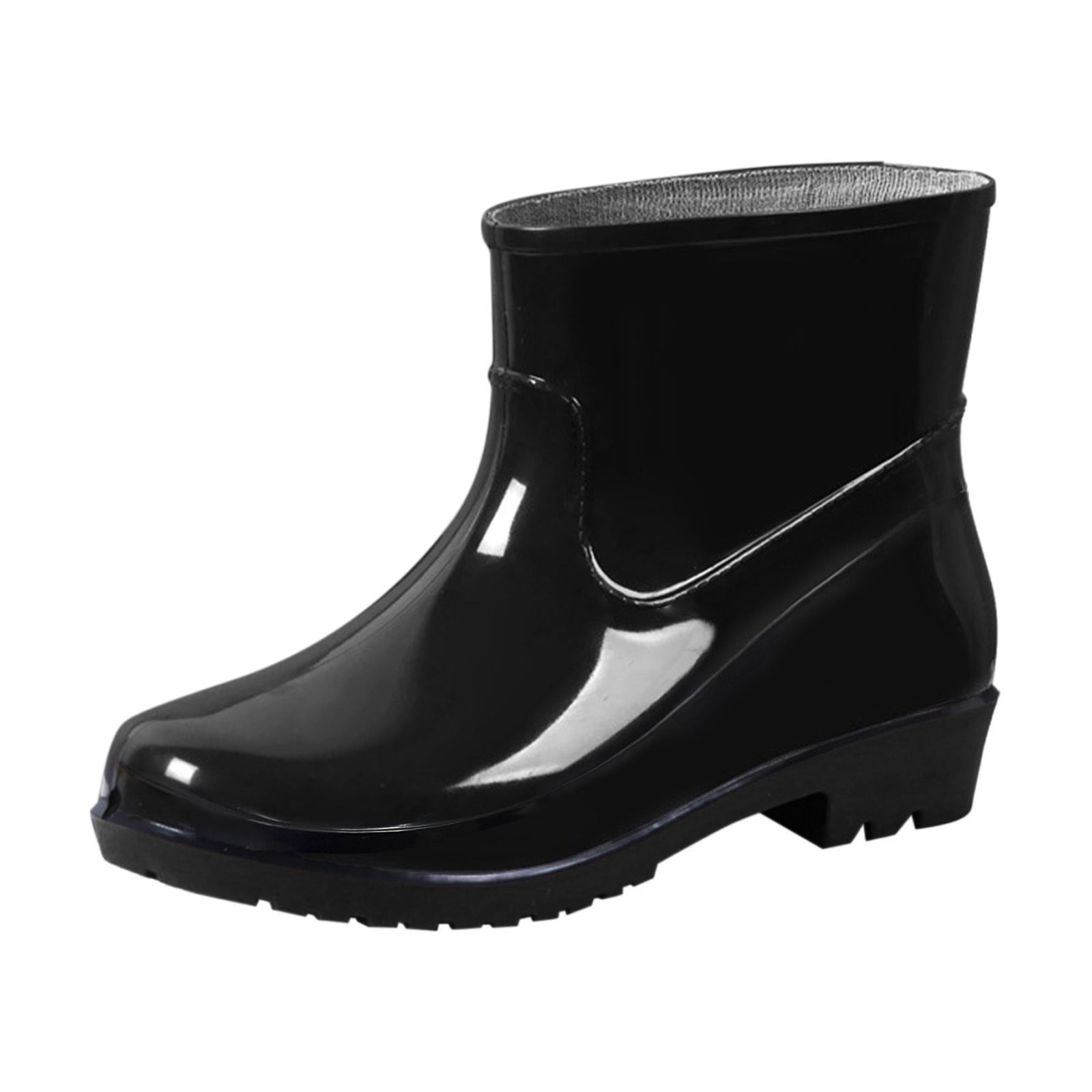 Kcodviy Bottes pour Femmes à Talons Bas avec Boucle, Bout Rond, Bottes pour Hommes à Moins de 20, Chaussures Imperméables, Mi-Hautes, à Enfiler, Chaussures de Travail pour Femmes, Bottes de Pluie à Tige