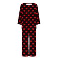 thumbnail image 3 of TIMIFIS Ensemble de Détente pour Femmes - Valentines Day Mignon Imprimé de Cœurs Col Rond Manches Longues avec Pantalon Ensembles de Pyjamas - Ensembles de Pyjama pour Femmes 2 Pcs, 3 of 3