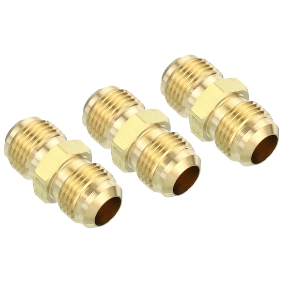 Uxcell Flare Brass Compression Tube Fitting, Flare Tube Fitting Pipe Hose Fitting for Plumbing 3/8"Male x 3/8" Male 3