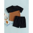 thumbnail image 4 of Fortune 2Pcs Little Boy Clothes Color Block Short Sleeve T-Shirts+Pockets Shorts 0-7 Years, 4 of 9