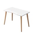 thumbnail image 1 of HEVIRGO Modern Ergonomic Arc Design Thickened Plate Spacious Desktop Computer Desk Solid Wood PC Work Writing Table, 1 of 10