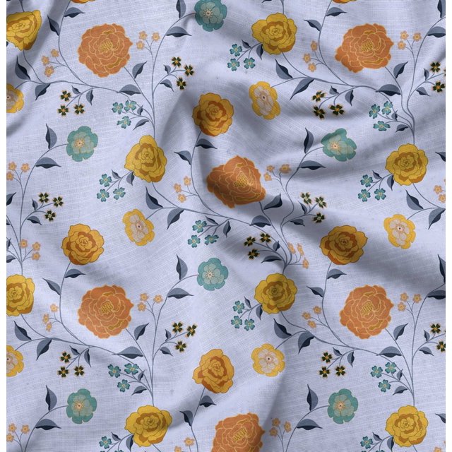 Soimoi Rayon Crepe Fabric Artistic Roses Panel Printed Fabric 1 Yard 46 Inch Wide