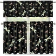 thumbnail image 4 of Dragonfly Print Kitchen Window Curtains Valance and Tier Set, 3 Piece Set Rod Pocket Short Curtains, Autumn Window Treatment for Bedroom European Curtains with Rod Pocket, 4 of 5