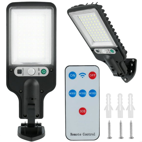 LED Solaire Réverbère 2.5W Solaire Mur Lumière W / 1200mah Batterie IP65 Étanche Détecteur de Mouvement Lumière 3 Modes d'Éclairage Parking Lumière W / Télécommande pour Jardin Terrasse Garage