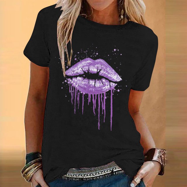 Birdeem Womens Fashion Printed Round Neck Short Sleeve T-Shirt Blouse Loose Tops
