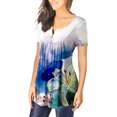 thumbnail image 3 of HKEJIAOI Femmes Mode Col en V Tunique à Imprimé Floral Hauts Boutons T-shirt à Manches Courtes, 3 of 7