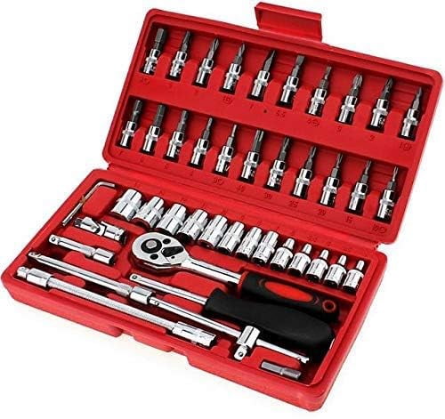 Electronics Repair 46 In 1 Pcs Tool Kit & Screwdriver Socket Set | Multi Purpose Combination Tool Case Precision Socket Set - Red | For Home Appliance, Car, Bike, Computers, Auto Repair