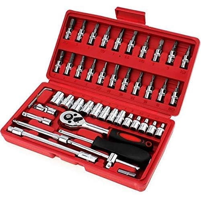 46 In 1 Pcs Tool Kit & Screwdriver & Socket Set | Multi Purpose Combination Tool Case Precision Socket Set - Precision Socket Set | For Maintenance & Repair For Adult | Lightweight Tool