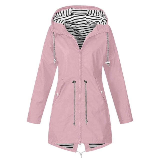Imperméable Grande Taille pour Femmes, Long, à Capuche, Doublé, Coupe-Vent, Manteau de Pluie, Veste de Voyage, Vestes à Capuche pour l'Extérieur