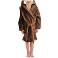 thumbnail image 3 of Splozh Fleece Robe for Toddler Girls Boys Girls Fashion Bathrobe Soft Robe Hooded Robe Cloth Cotton Bathrobe Brown,6-7 Years, 3 of 5