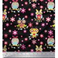 thumbnail image 1 of Soimoi Poly Georgette Fabric Floral & Owl Cartoon Fabric Prints by Yard 52 Inch Wide, 1 of 3