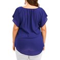 thumbnail image 5 of MAWCLOS Ladies Tunic Blouse V Neck T Shirt Short Sleeve Chiffon Tops Oversized Holiday Solid Color T-shirt Blue XXL, 5 of 5