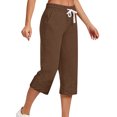 thumbnail image 1 of Innerwin Pantalon Capri à Jambe Droite Taille Haute pour Femme, Brun, Taille 3TG, 1 of 2