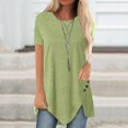 thumbnail image 1 of AherBiu T-Shirts pour Femmes Grande Taille Col Rond Coupe Ample T-Shirts Surdimensionnés T-Shirts d'Été Confortables Ourlet Uni, 1 of 6