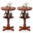 thumbnail image 1 of Gymax 2 Pcs Table Ronde Haute à 2 Niveaux avec Tablette de Rangement et Base Piédestal pour Cuisine, 1 of 10